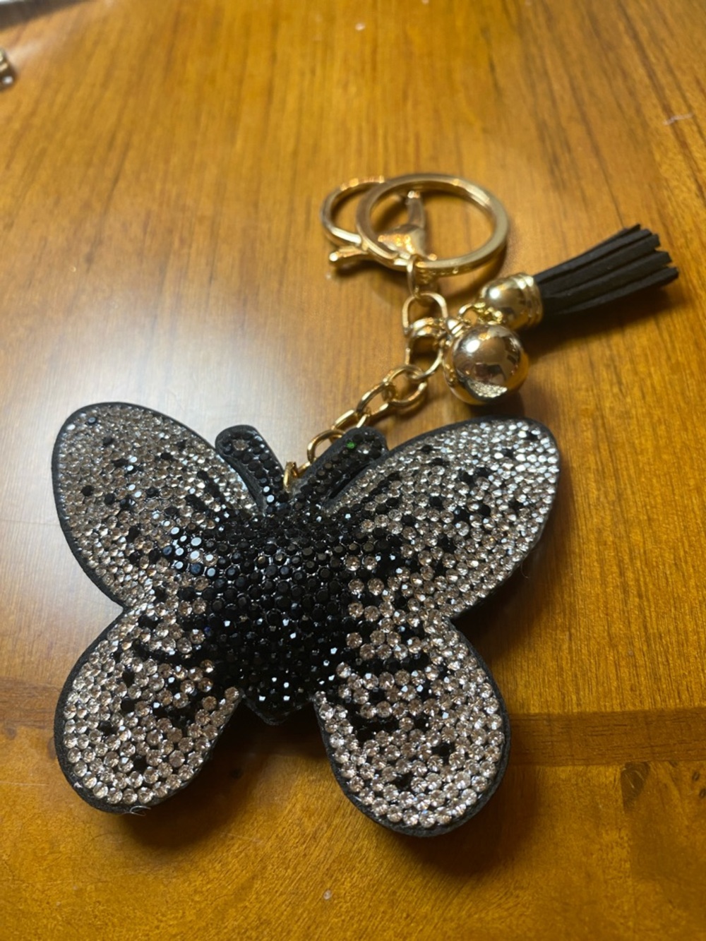 SOLD - Rhinestone Black Butterfly Key & Card Holder Charm
